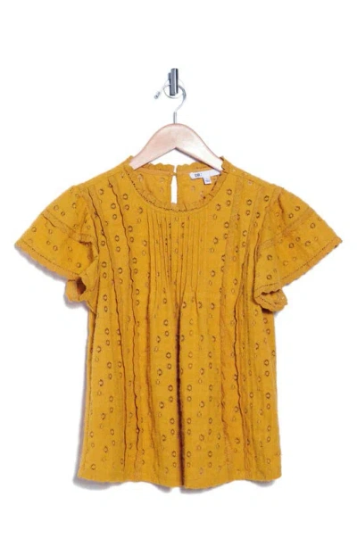 Dr2 By Daniel Rainn Eyelet Embroidered Top In Mustard