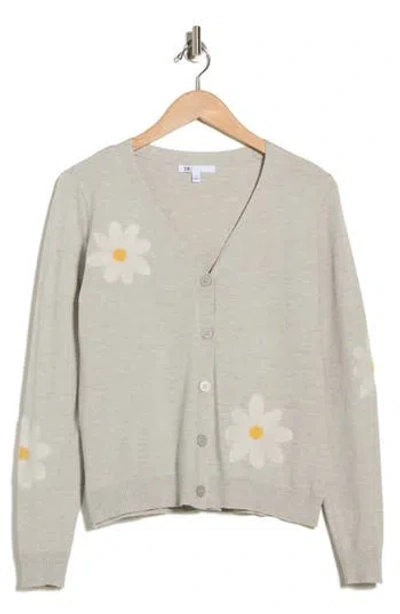 Dr2 By Daniel Rainn Floral Appliqué V-neck Cardigan In Neutral