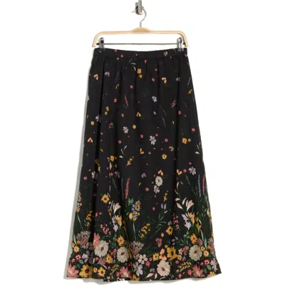 Dr2 By Daniel Rainn Floral Border Maxi Skirt In Black