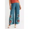 Dr2 By Daniel Rainn Floral Border Print Tie Waist Pants