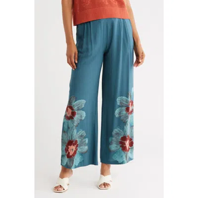 Dr2 By Daniel Rainn Floral Border Print Tie Waist Pants