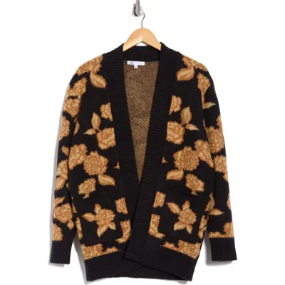 Dr2 By Daniel Rainn Floral Cardigan In Black