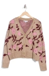 Dr2 By Daniel Rainn Floral Cardigan In Burgundy