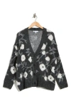Dr2 By Daniel Rainn Floral Jacquard Button Front Cardigan In Gray