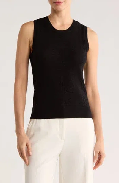 Dr2 By Daniel Rainn Floral Pointelle Sweater Tank In Animal Print