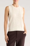Dr2 By Daniel Rainn Floral Pointelle Sweater Tank In Gold