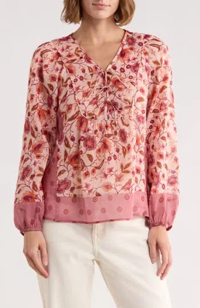 Dr2 By Daniel Rainn Floral Print Peasant Top In Pink