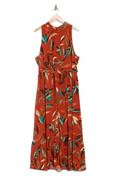 Dr2 By Daniel Rainn Floral Sleeveless Tiered Maxi Dress In Red