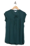 Dr2 By Daniel Rainn Flounce Back Split Neck Top In Blue