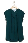 Dr2 By Daniel Rainn Flounce Back Split Neck Top In Deep Forest