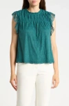Dr2 By Daniel Rainn Flutter Sleeve Lace Top In Blue