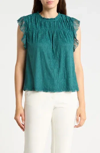 Dr2 By Daniel Rainn Flutter Sleeve Lace Top In Mediterranea Tcx