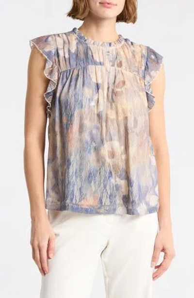 Dr2 By Daniel Rainn Flutter Sleeve Lace Top In Q756 Blue