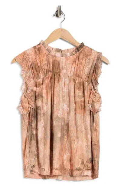 Dr2 By Daniel Rainn Flutter Sleeve Lace Top In Q756 Multi