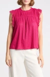 Dr2 By Daniel Rainn Flutter Sleeve Lace Top In Red