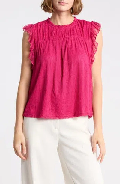 Dr2 By Daniel Rainn Flutter Sleeve Lace Top In Vivacious Tcx