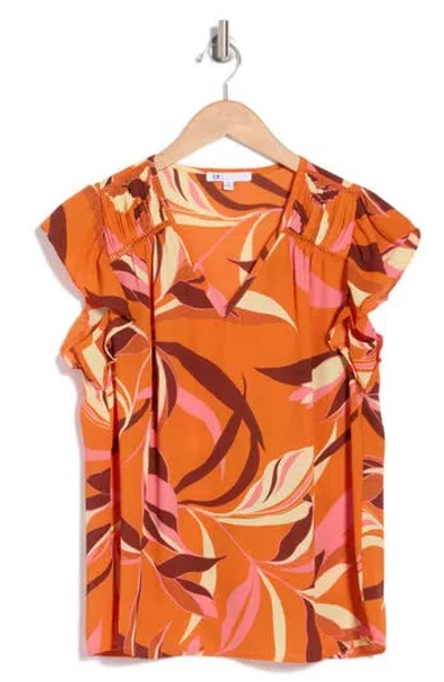 Dr2 By Daniel Rainn Flutter Sleeve Top In P288 Orange
