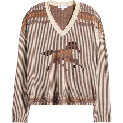 Dr2 By Daniel Rainn Horse V-neck Sweater In Multi