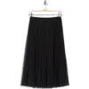 Dr2 By Daniel Rainn Imitation Pearl Tulle Skirt In Black/black
