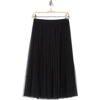 Dr2 By Daniel Rainn Imitation Pearl Tulle Skirt In Black/black