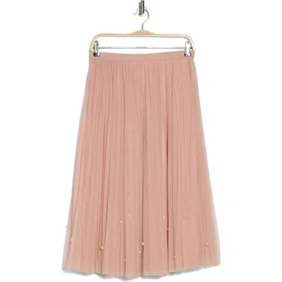 Dr2 By Daniel Rainn Imitation Pearl Tulle Skirt In Blush/ivory