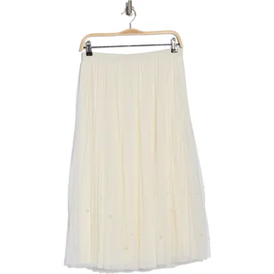 Dr2 By Daniel Rainn Imitation Pearl Tulle Skirt In Ivory/ivory