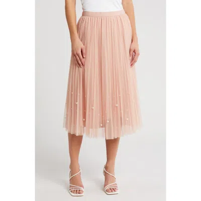 Dr2 By Daniel Rainn Imitation Pearl Tulle Skirt In Pink