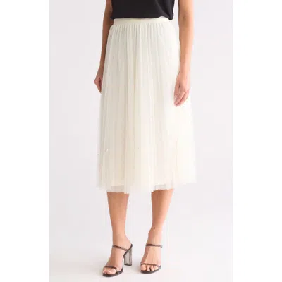 Dr2 By Daniel Rainn Imitation Pearl Tulle Skirt In White