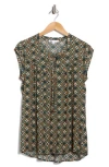 Dr2 By Daniel Rainn Keyhole Cap Sleeve Flounce Back Top