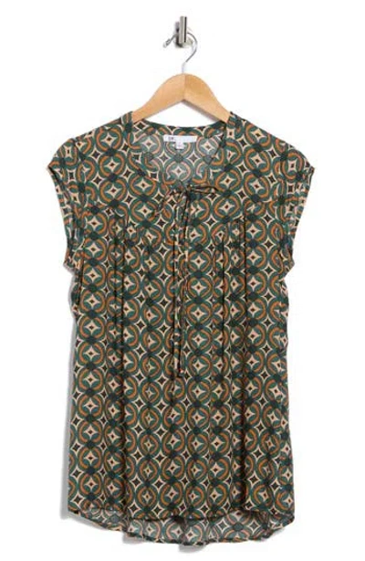 Dr2 By Daniel Rainn Keyhole Cap Sleeve Flounce Back Top In Blue