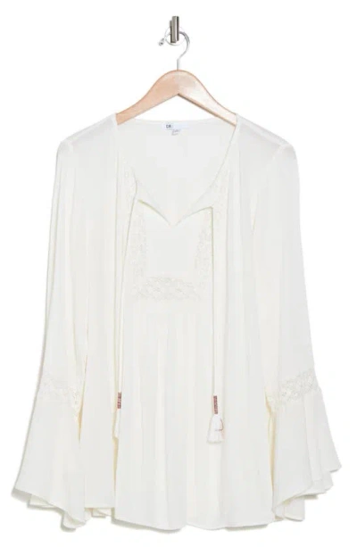 Dr2 By Daniel Rainn Lace Trim Bell Sleeve Top In Antique Ivory
