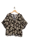 Dr2 By Daniel Rainn Leaf Print Short Sleeve Top