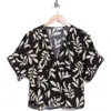 Dr2 By Daniel Rainn Leaf Print Short Sleeve Top