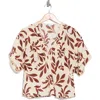 Dr2 By Daniel Rainn Leaf Print Short Sleeve Top