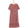Dr2 By Daniel Rainn Leopard Print Short Sleeve Plissé Maxi Dress In Rhubarb