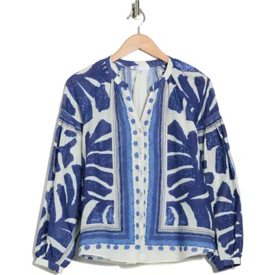 Dr2 By Daniel Rainn Long Sleeve Cotton Top In Burgundy