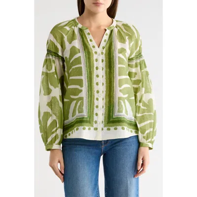 Dr2 By Daniel Rainn Long Sleeve Cotton Top In Green