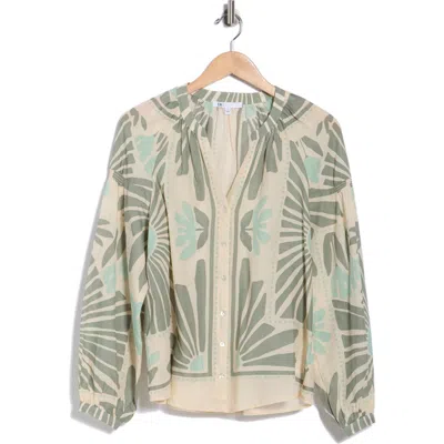 Dr2 By Daniel Rainn Long Sleeve Cotton Top In Neutral
