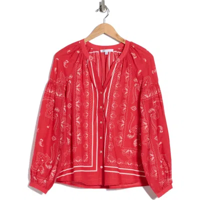 Dr2 By Daniel Rainn Long Sleeve Cotton Top In Red