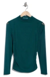 Dr2 By Daniel Rainn Long Sleeve Mesh Mock Neck Top In Green