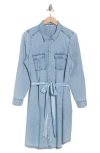 Dr2 By Daniel Rainn Long Sleeve Utility Shirtdress In Medium Blue Wash