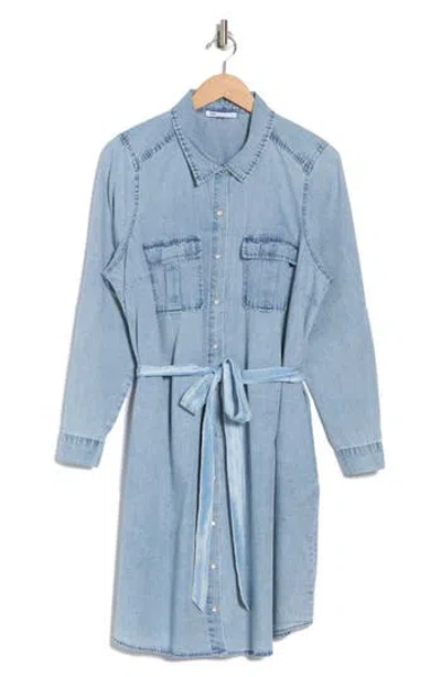 Dr2 By Daniel Rainn Long Sleeve Utility Shirtdress In Medium Blue Wash