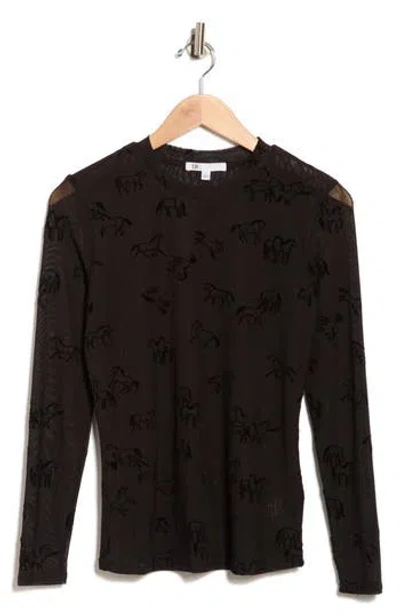 Dr2 By Daniel Rainn Mock Neck Flock Top In Black