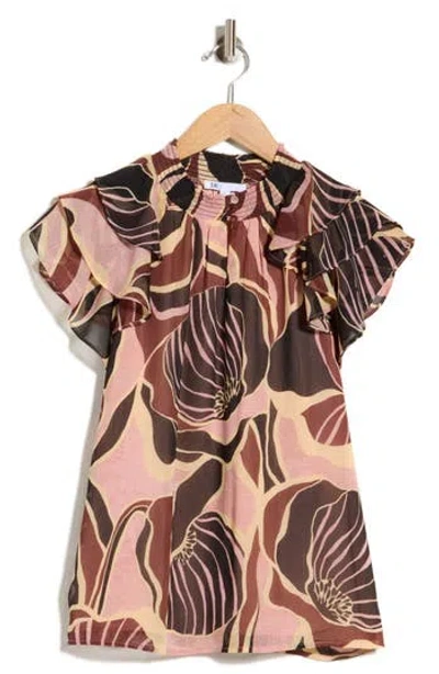 Dr2 By Daniel Rainn Mock Neck Ruffled Cap Sleeve Top In R693 Pink