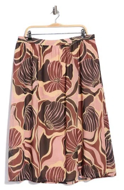 Dr2 By Daniel Rainn Mosaic Floral Skirt In R693 Pink