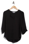 Dr2 By Daniel Rainn Pinched Sleeve Popover Top In Black