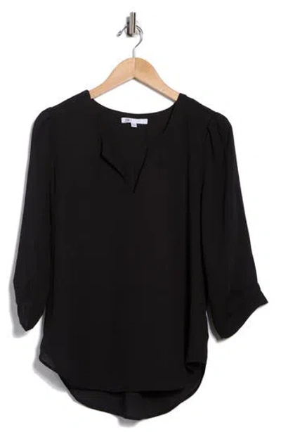 Dr2 By Daniel Rainn Pinched Sleeve Popover Top In Black