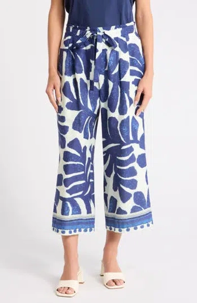 Dr2 By Daniel Rainn Placement Print Wide Leg Pants In Navy