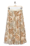 Dr2 By Daniel Rainn Pleated Floral Skirt In Brown