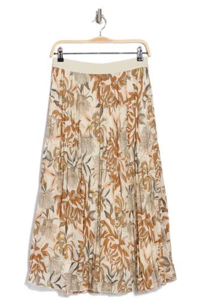 Dr2 By Daniel Rainn Pleated Floral Skirt In Brown